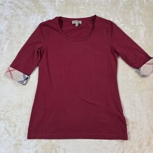 Burberry Women's Top London England Sz S Burgandy